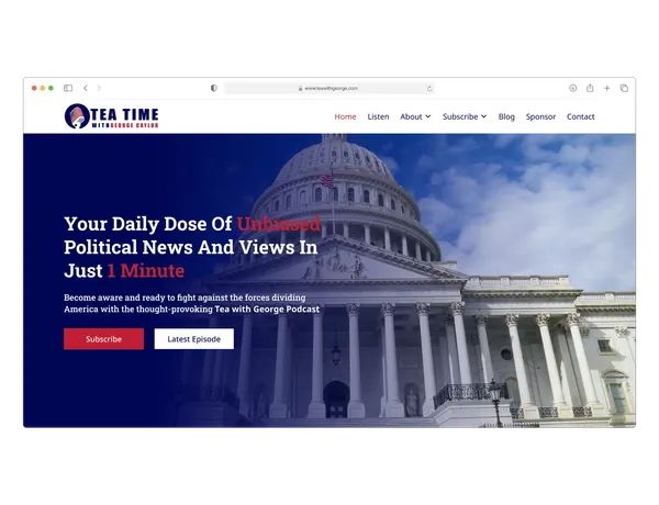 Tea with George website mockup