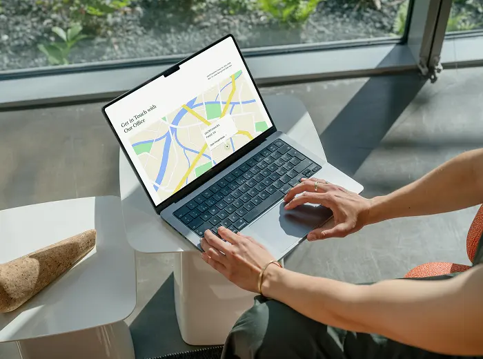 TapRoots outcome - laptop showing contact page