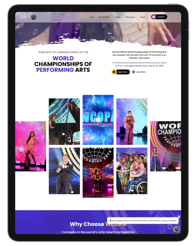 World Championships of Performing Arts mockup