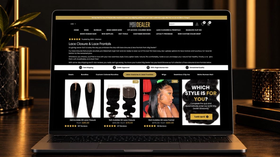 Wig Dealer website — design direction 2