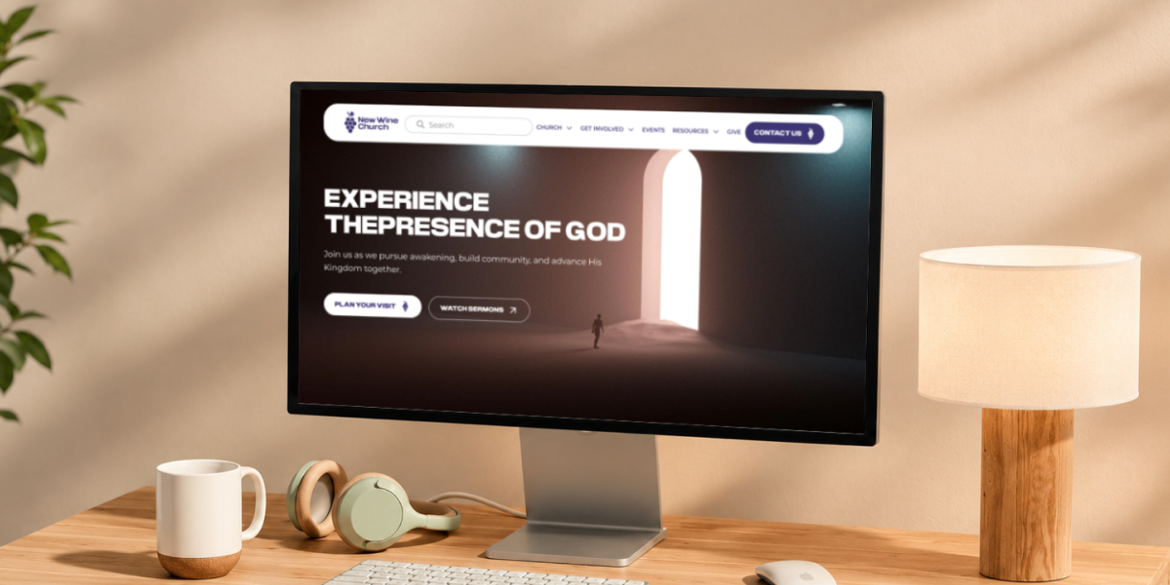 New Wine Church storefront on a laptop