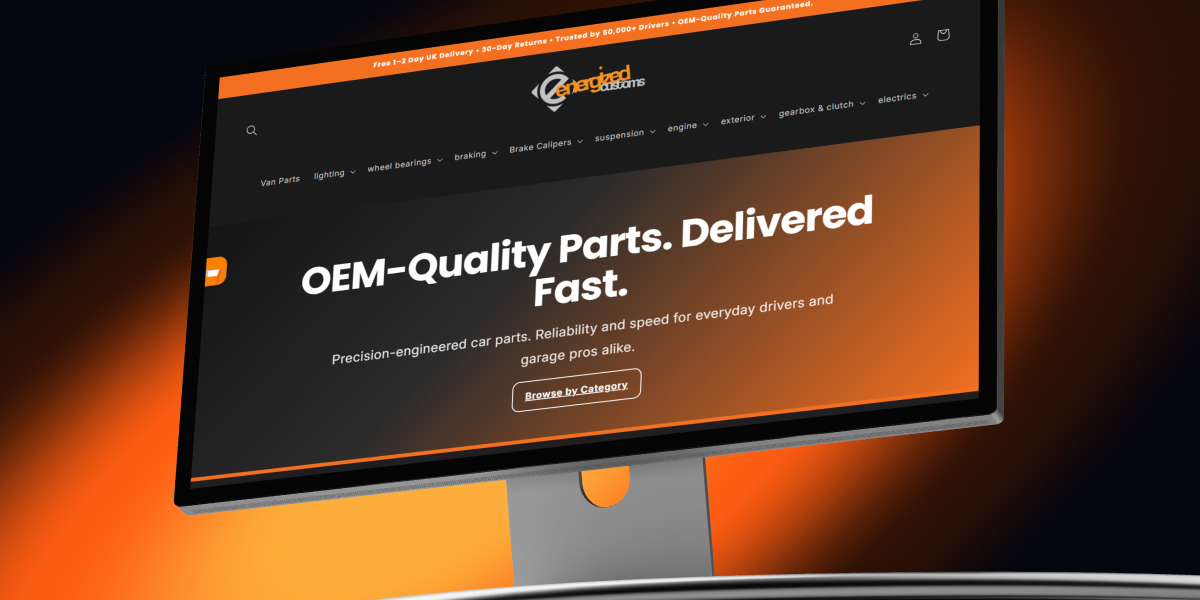 Energized Customs website — store overview mockup