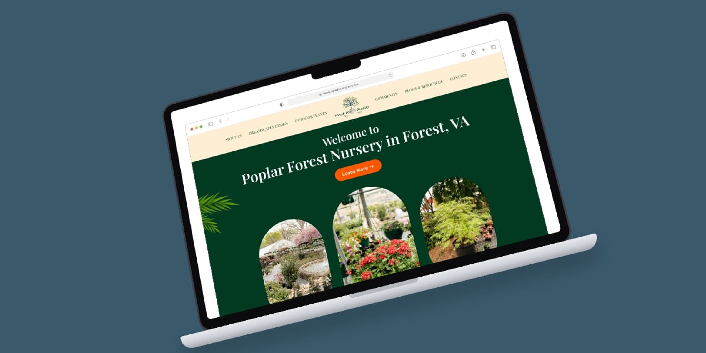 Poplar Forest Nursery storefront on a laptop