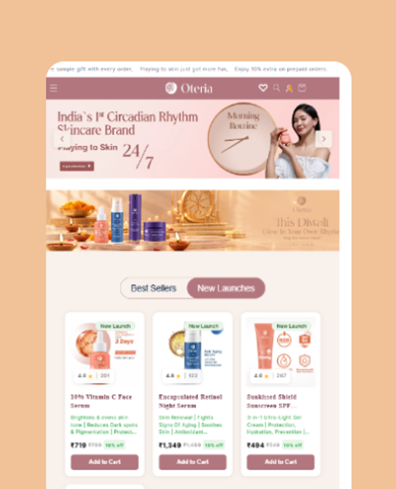 Oteria website — page design 3