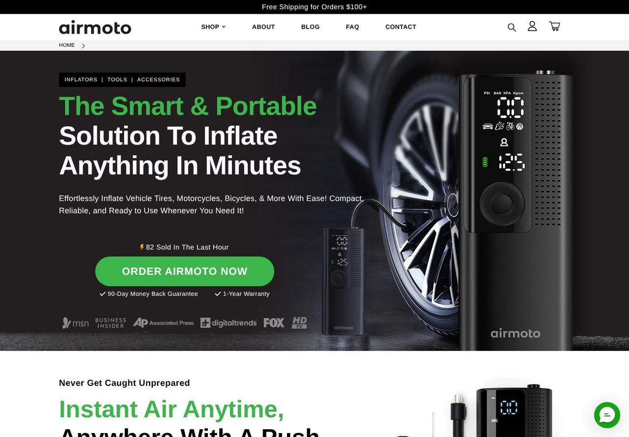 Airmoto: a product brand with a store built for paid traffic.