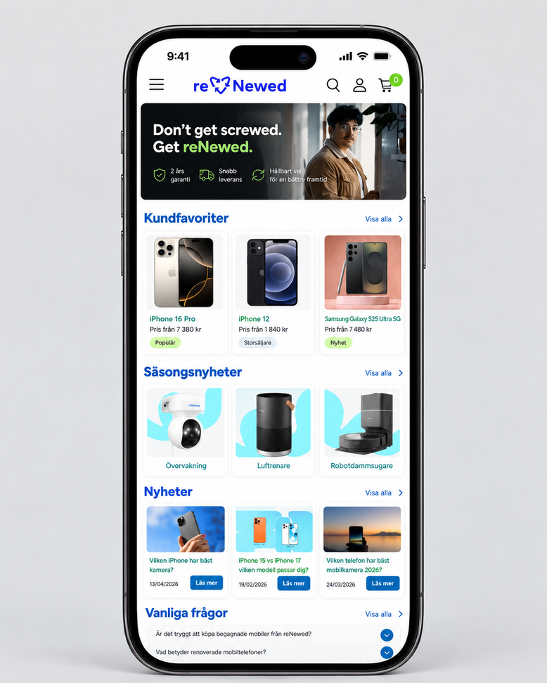 reNewed website — page design 1