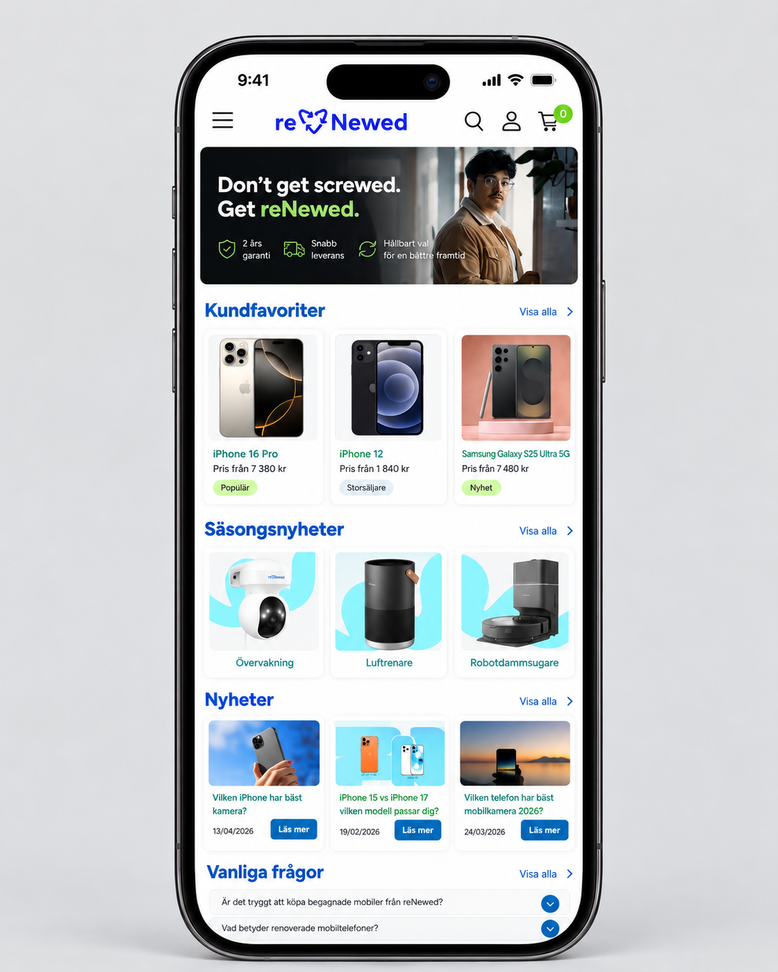 reNewed website — page design 1