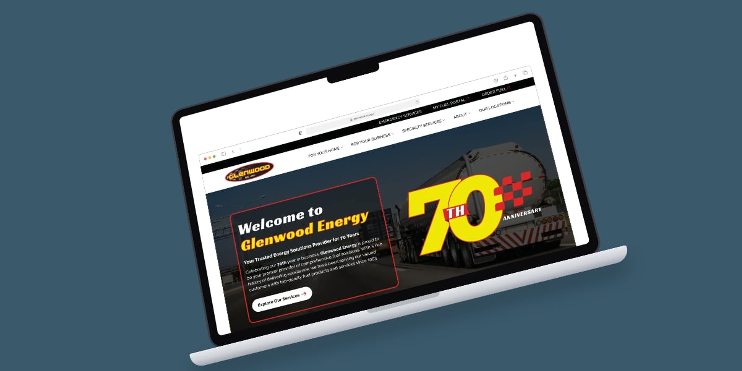Glenwood Energy storefront on a laptop