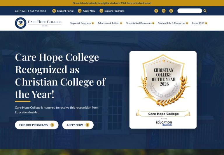Care Hope College storefront
