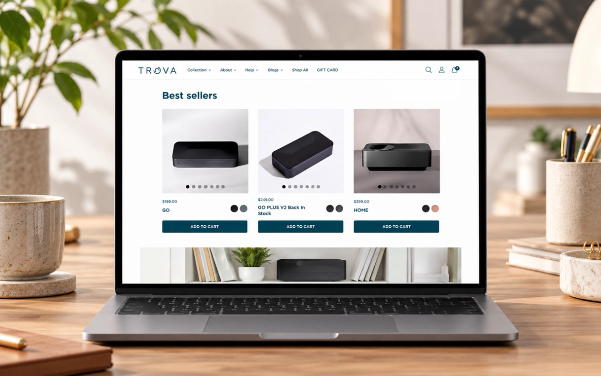 TROVA website — design direction 1