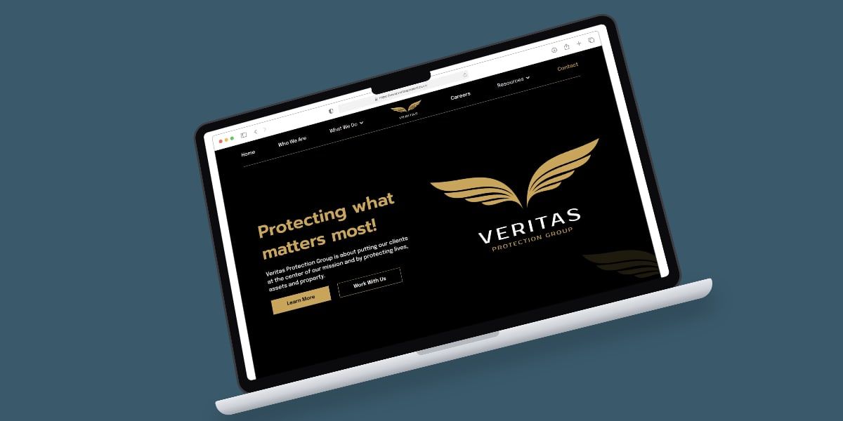 Veritas Protection storefront on a laptop