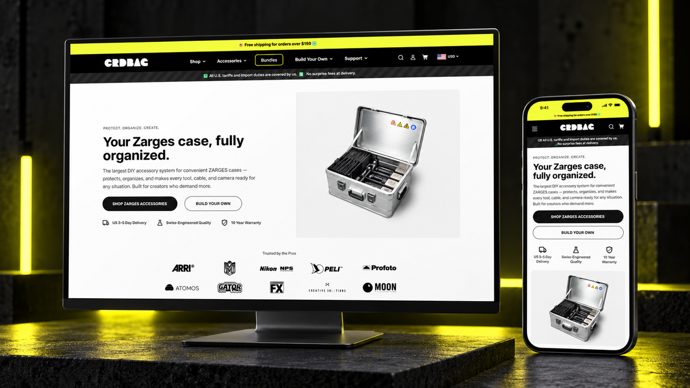 CRDBAG website — store overview mockup