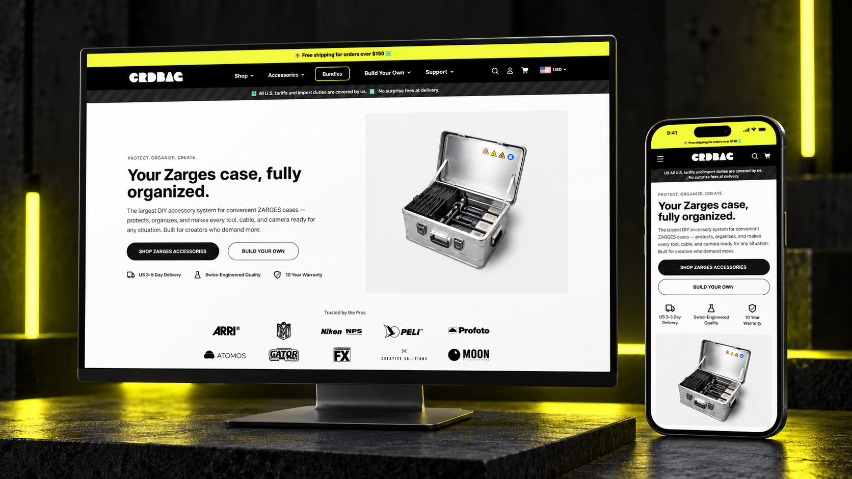 CRDBAG website — store overview mockup