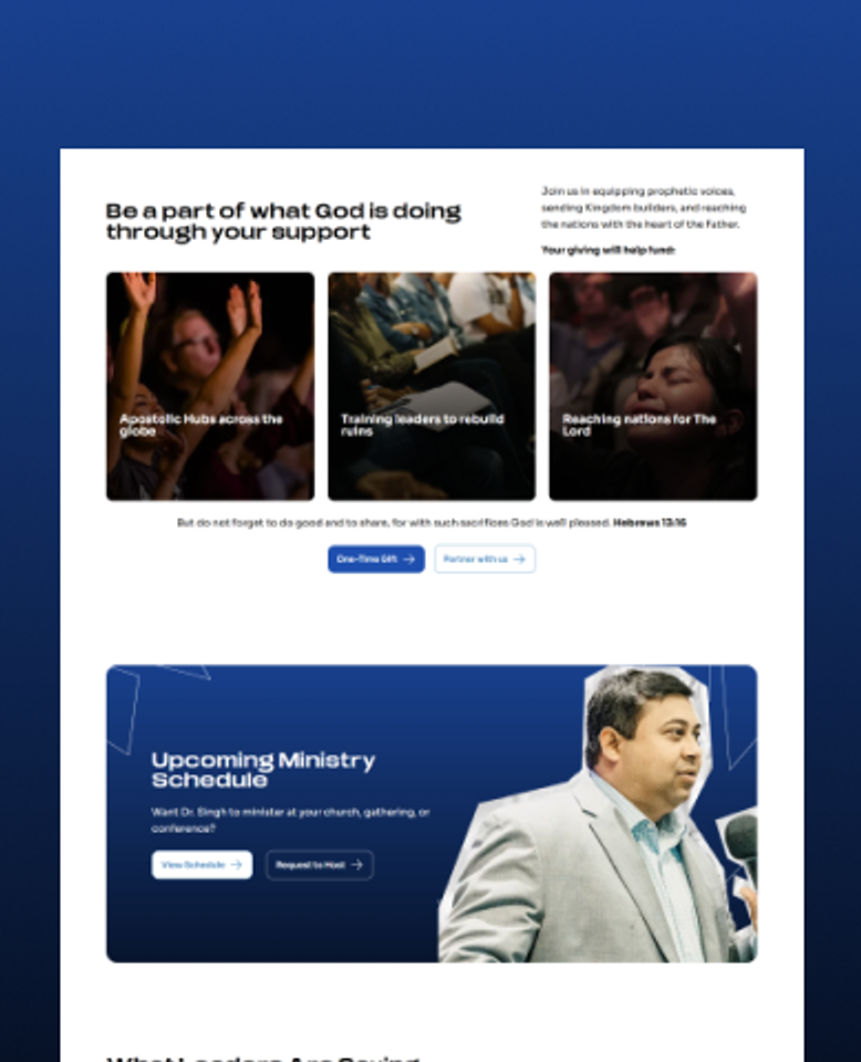 Haniel Singh Ministries website — page design 2