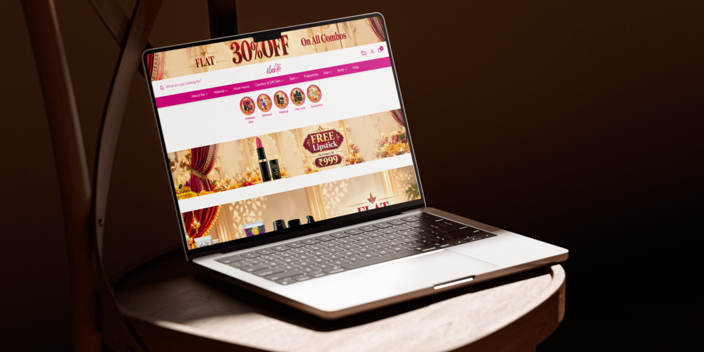 Iba Cosmetics website — store overview mockup