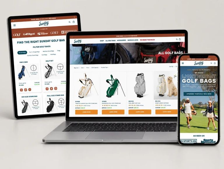 Sunday Golf — Astro landing pages in front of Shopify checkout