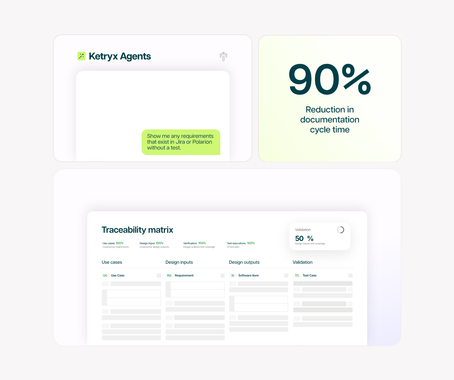 Ketryx Agents interface cards with the refreshed color system