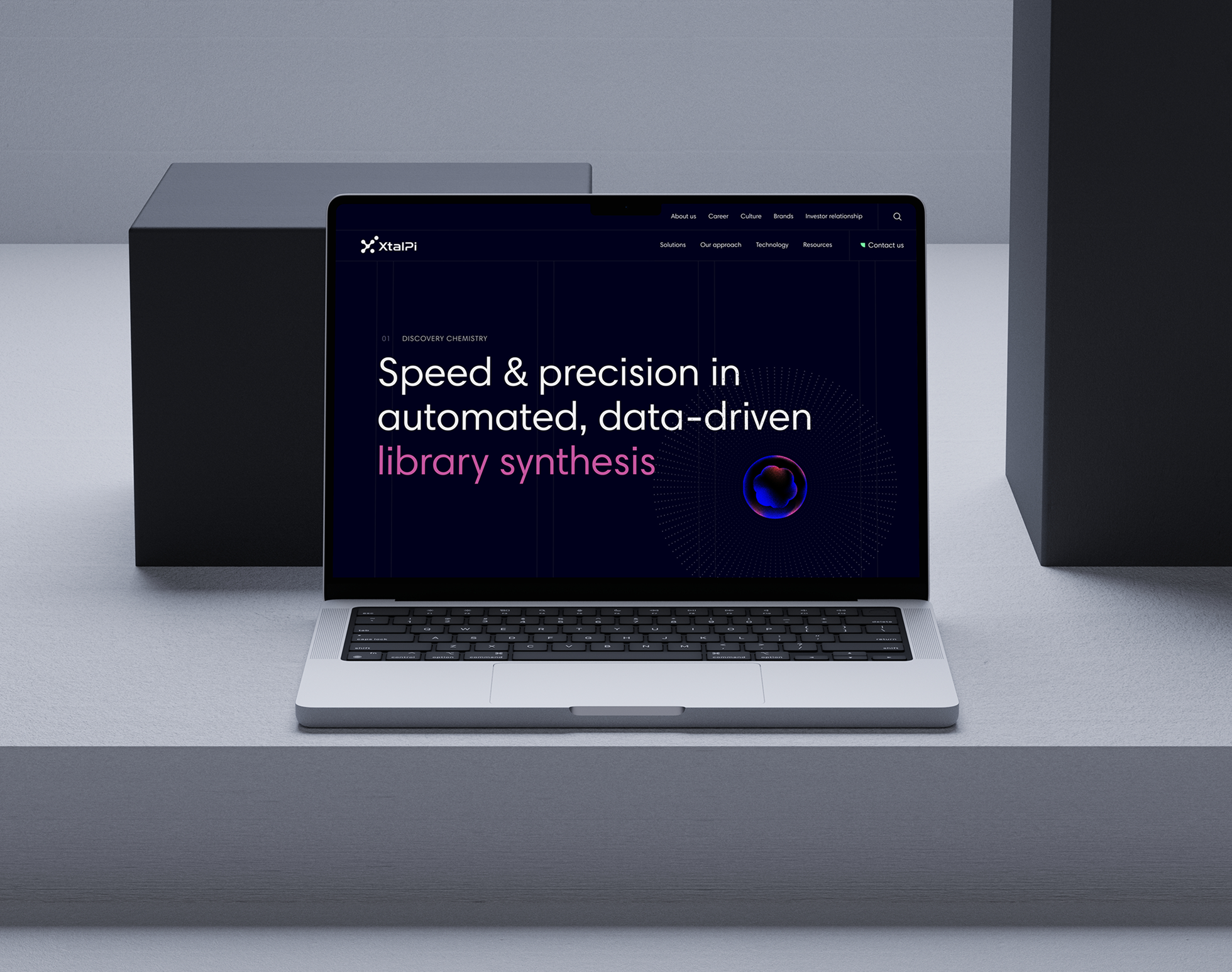 The XtaliPi website on a laptop — speed and precision in automated library synthesis