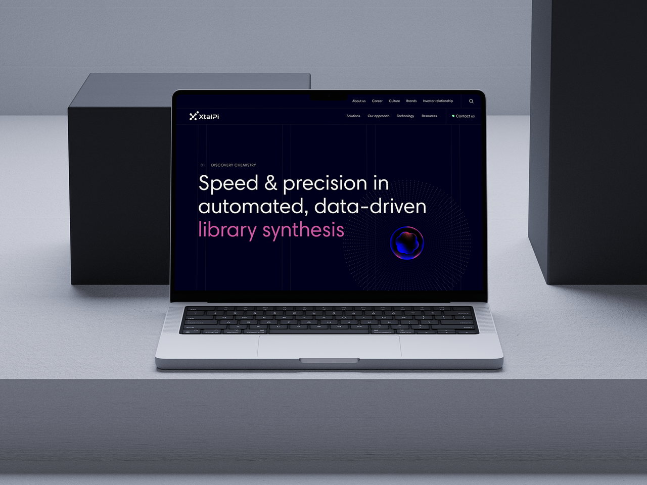 The XtaliPi website on a laptop — speed and precision in automated library synthesis
