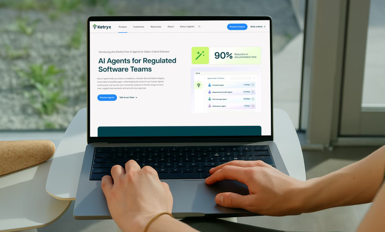 Ketryx website shown on a laptop