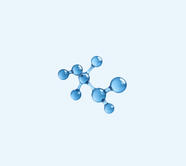 Blue 3D molecule from the BrightSpec imagery system