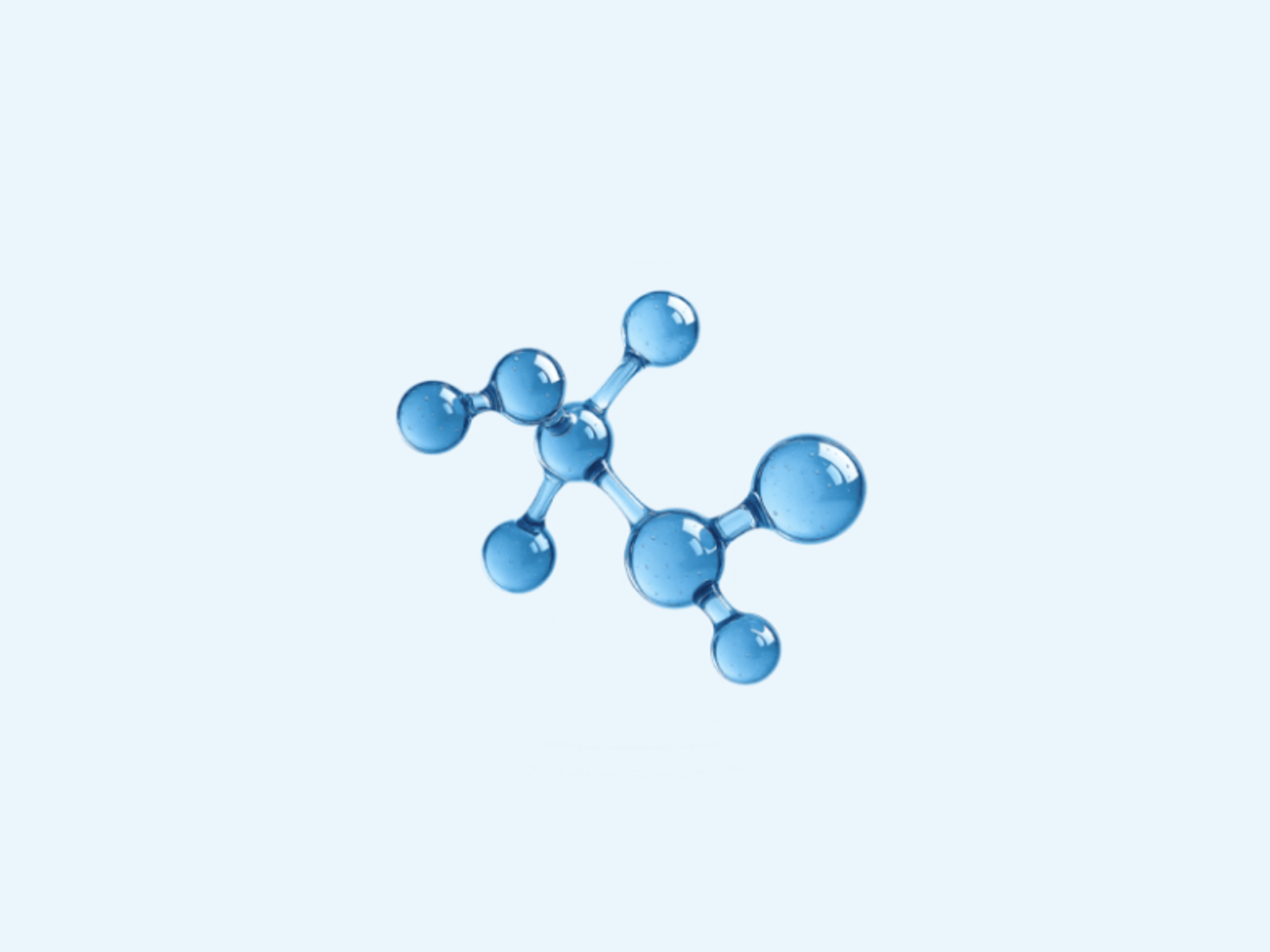 Blue 3D molecule from the BrightSpec imagery system