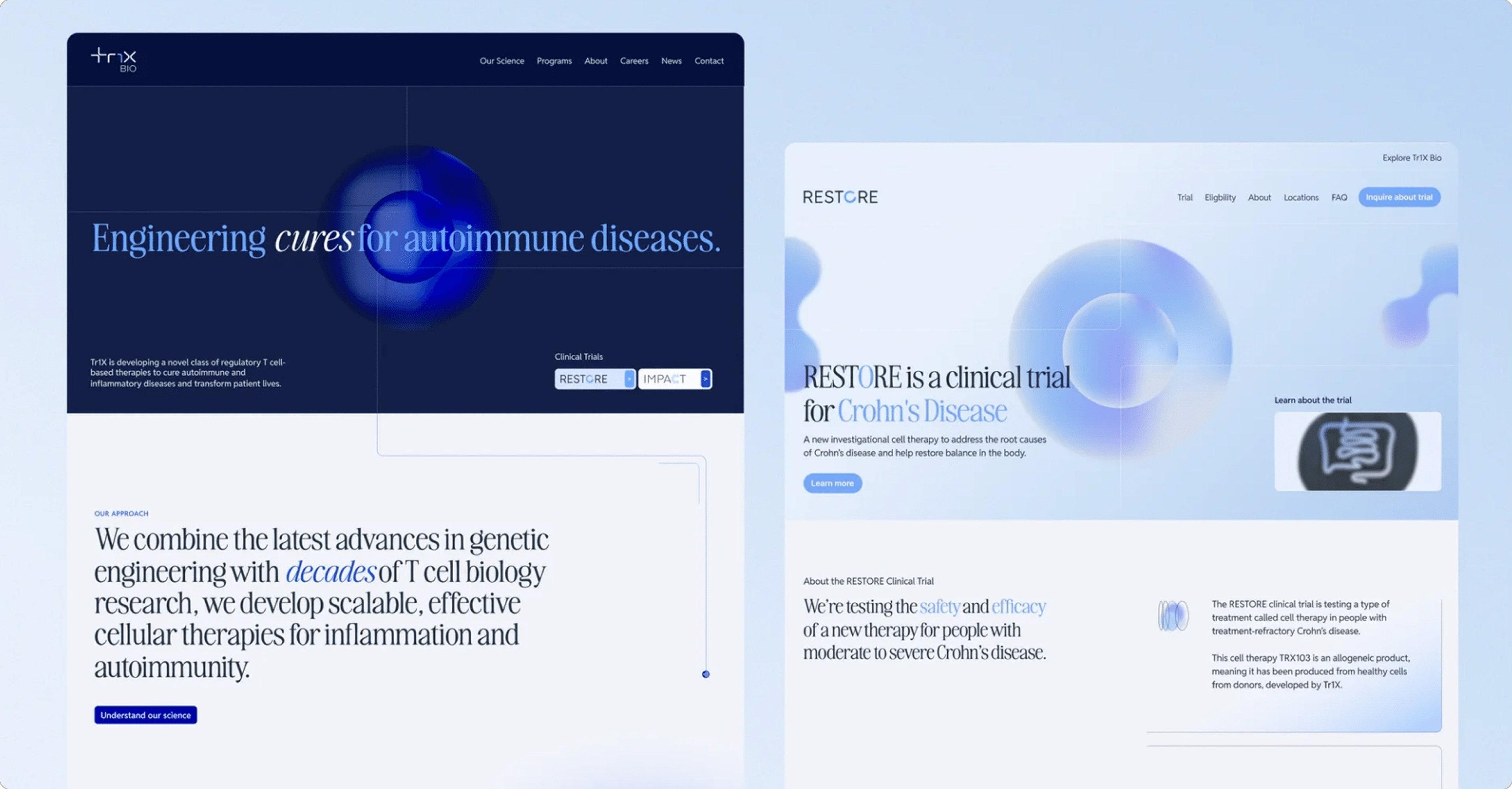 Creative directions developed for TR1X and its clinical trial experience