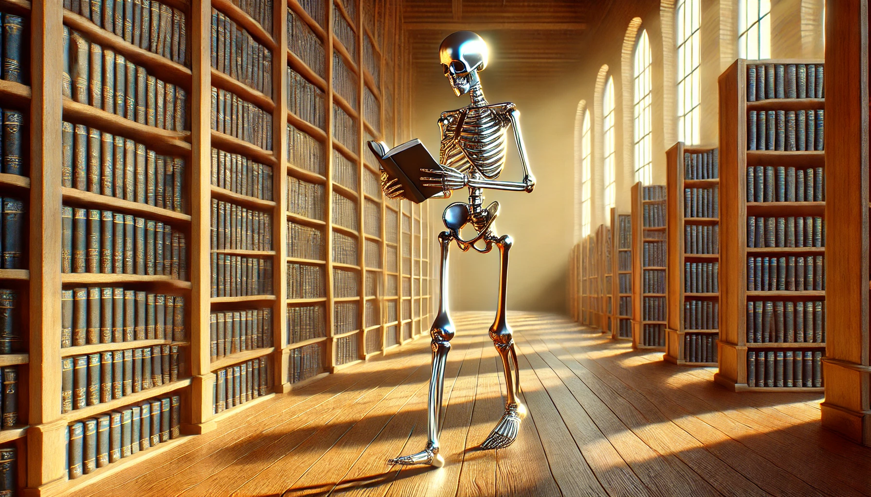 skelly in a library
