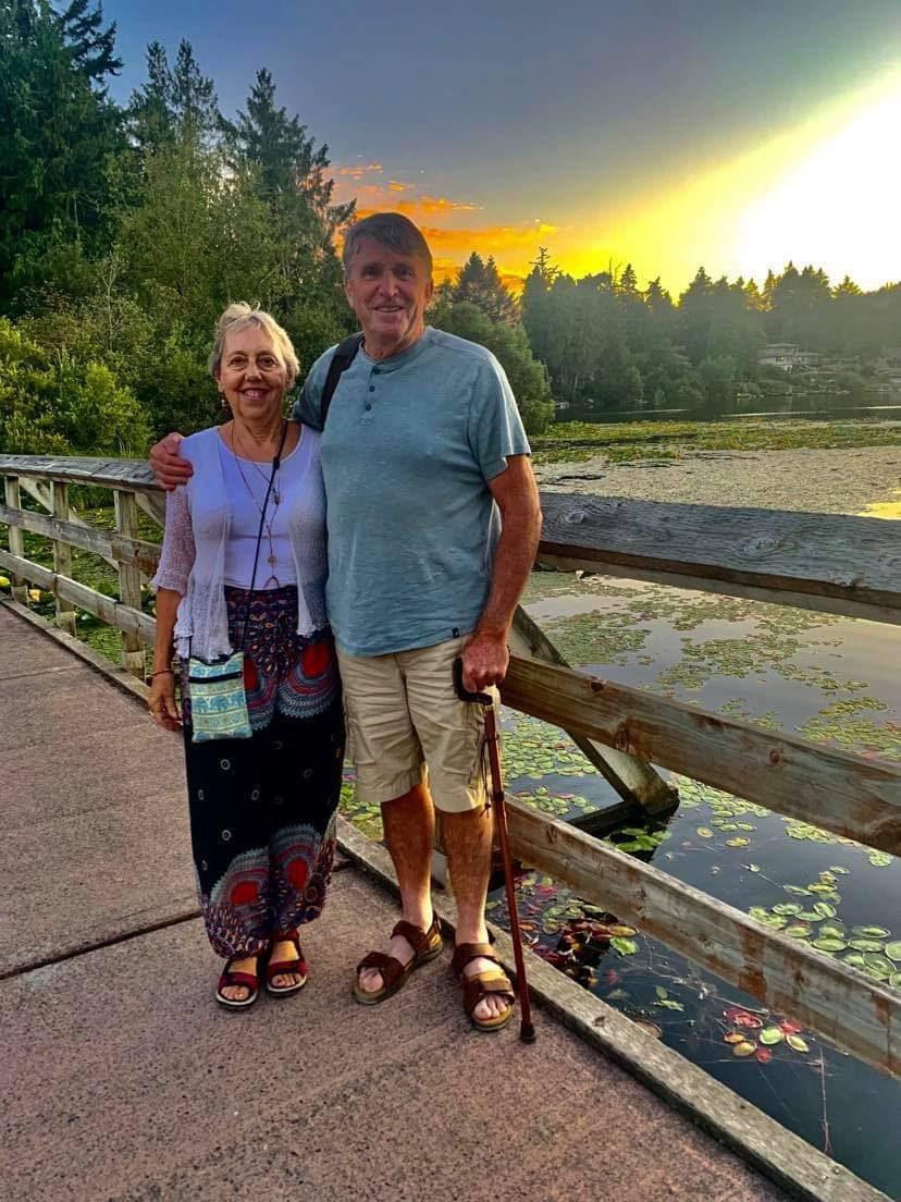 Peter and me on the boardwalk at sunset