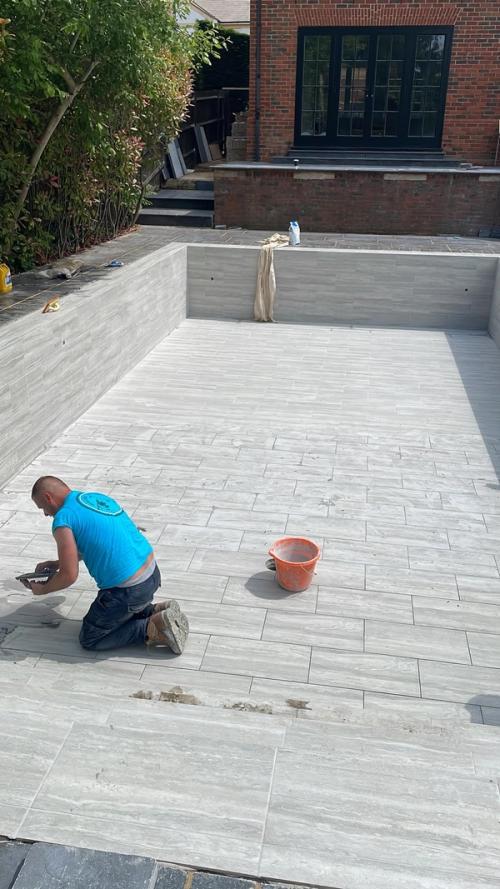 Grouting the tiles