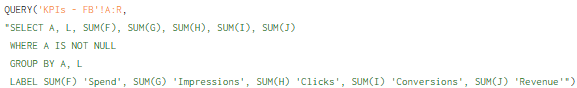 Google Sheets query