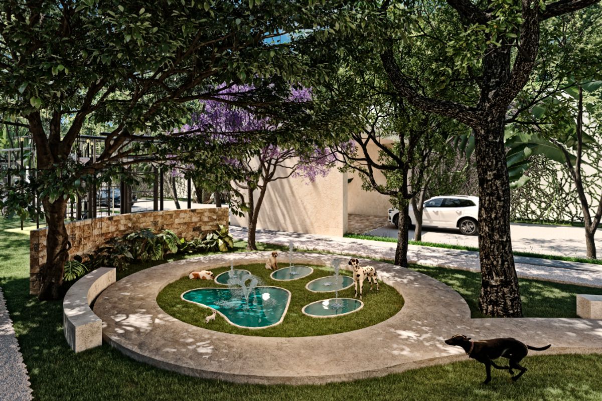 Parque para mascotas en Privada Amada Residencial en Conkal, al norte de Mérida Yucatán