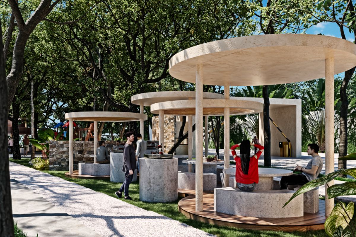 Área de convivencia en Privada Amada Residencial en Conkal, al norte de Mérida Yucatán