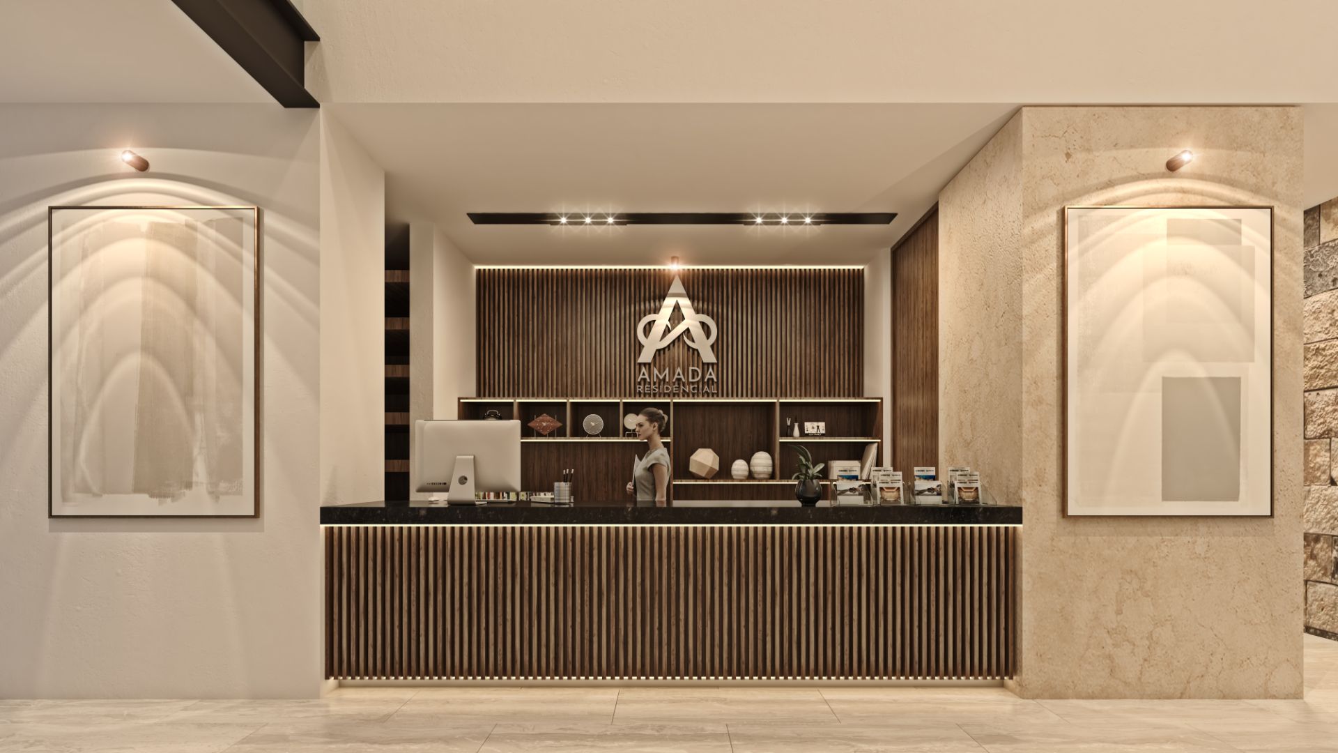 Recepción de la Privada Amada Residencial en Conkal, al norte de Mérida Yucatán