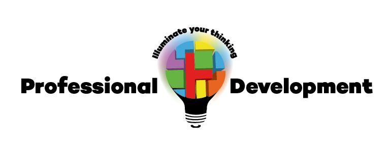 Professional Development logo with colorful block lightbulb and text reading Illuminate your thinkingRetry