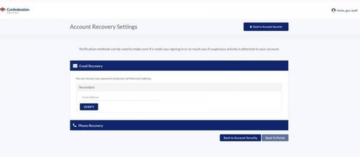 Account recovery settings page