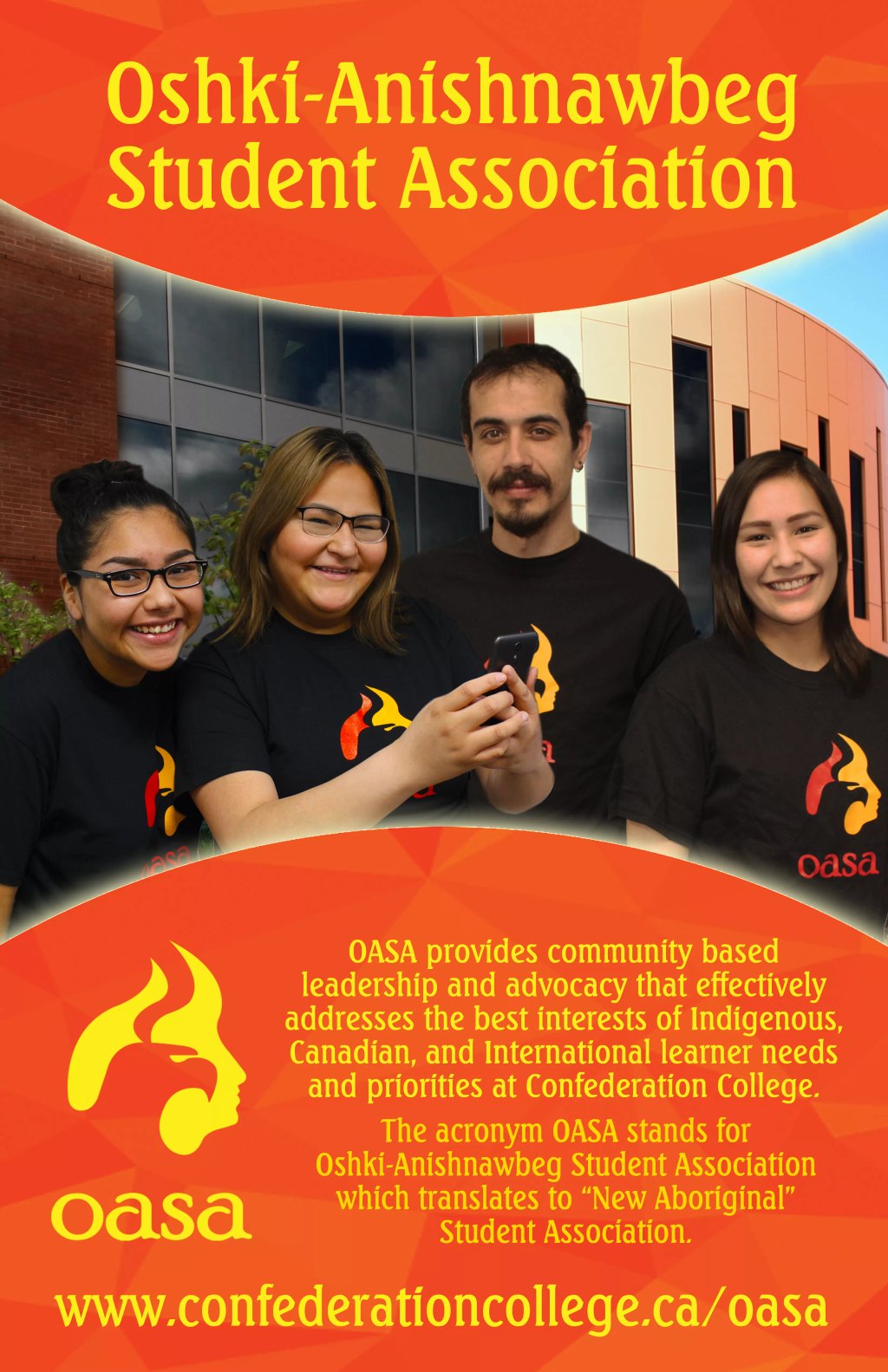 Oshki-Anishnawbeg Student Association members promoting Indigenous student support at Confederation College