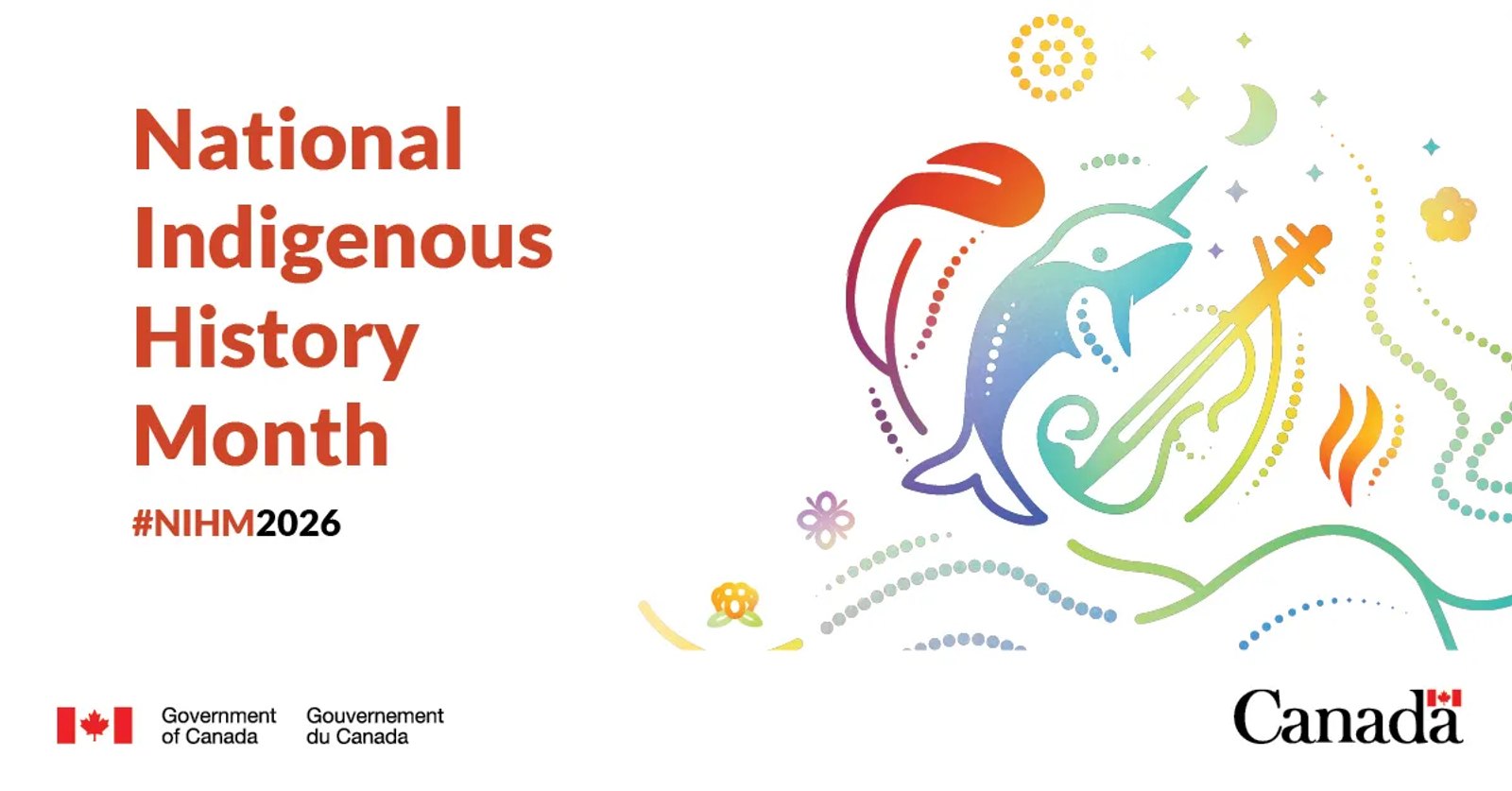 National Indigenous History Month 2026 banner with Indigenous-inspired artwork and Government of Canada branding