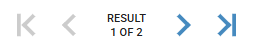 Navigation controls showing “Result 1 of 2” with previous and next arrows.
