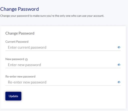 Change password page