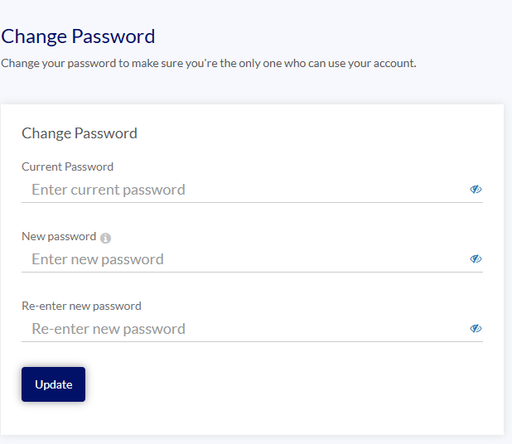 Change password page