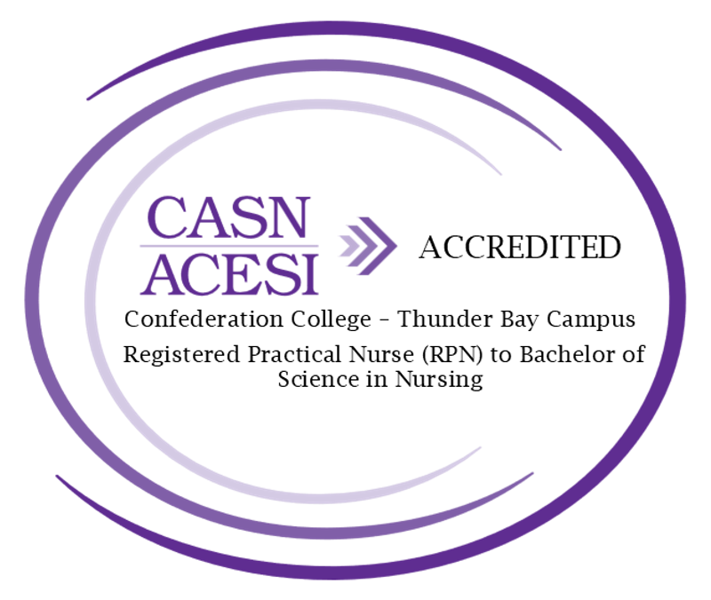 CASN ACESI accredited badge for Confederation College – Thunder Bay Campus RPN to Bachelor of Science in Nursing