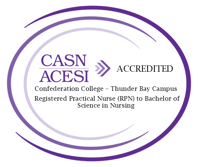CASN ACESI accredited badge for Confederation College – Thunder Bay Campus RPN to Bachelor of Science in Nursing