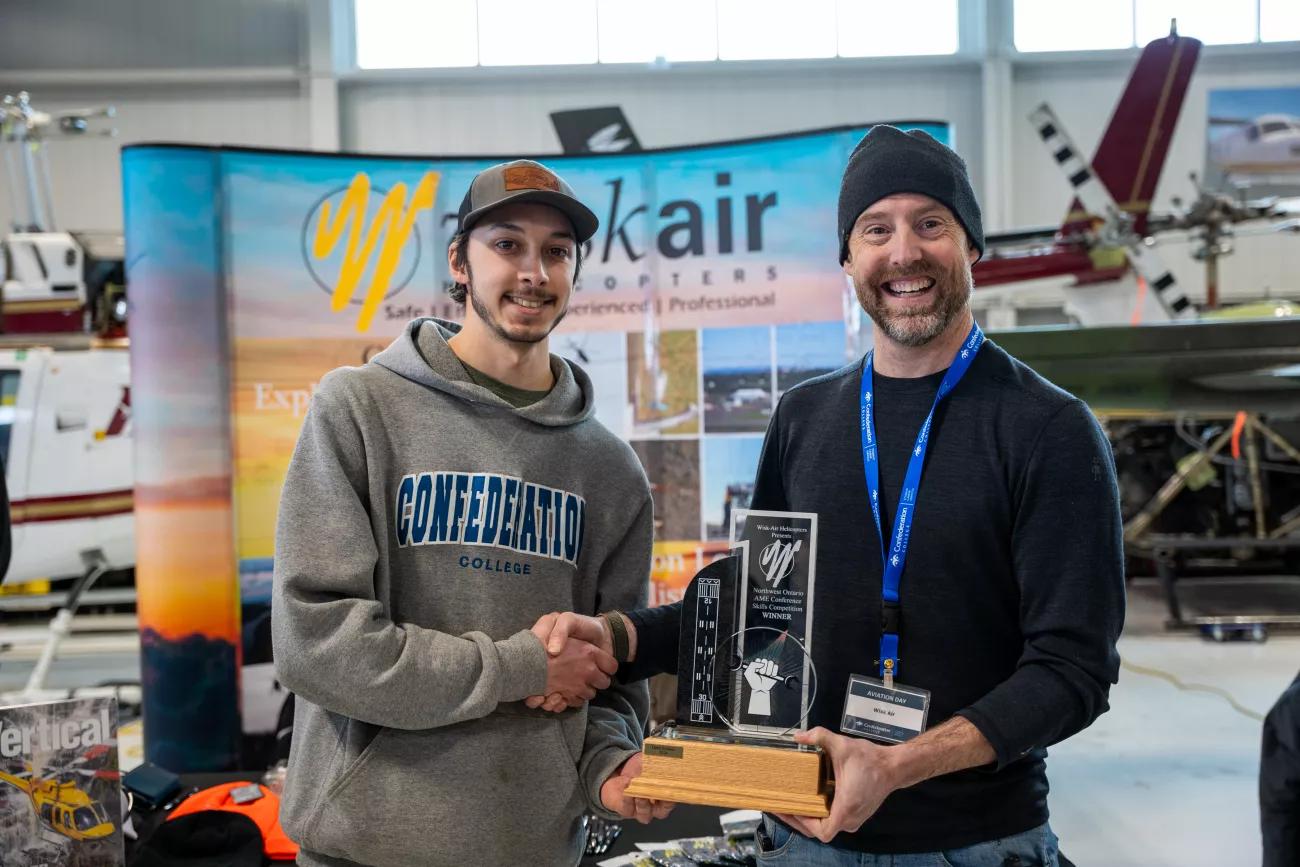 Wisk Air presents inaugural trophy to Confederation College student at Aviation Day event
