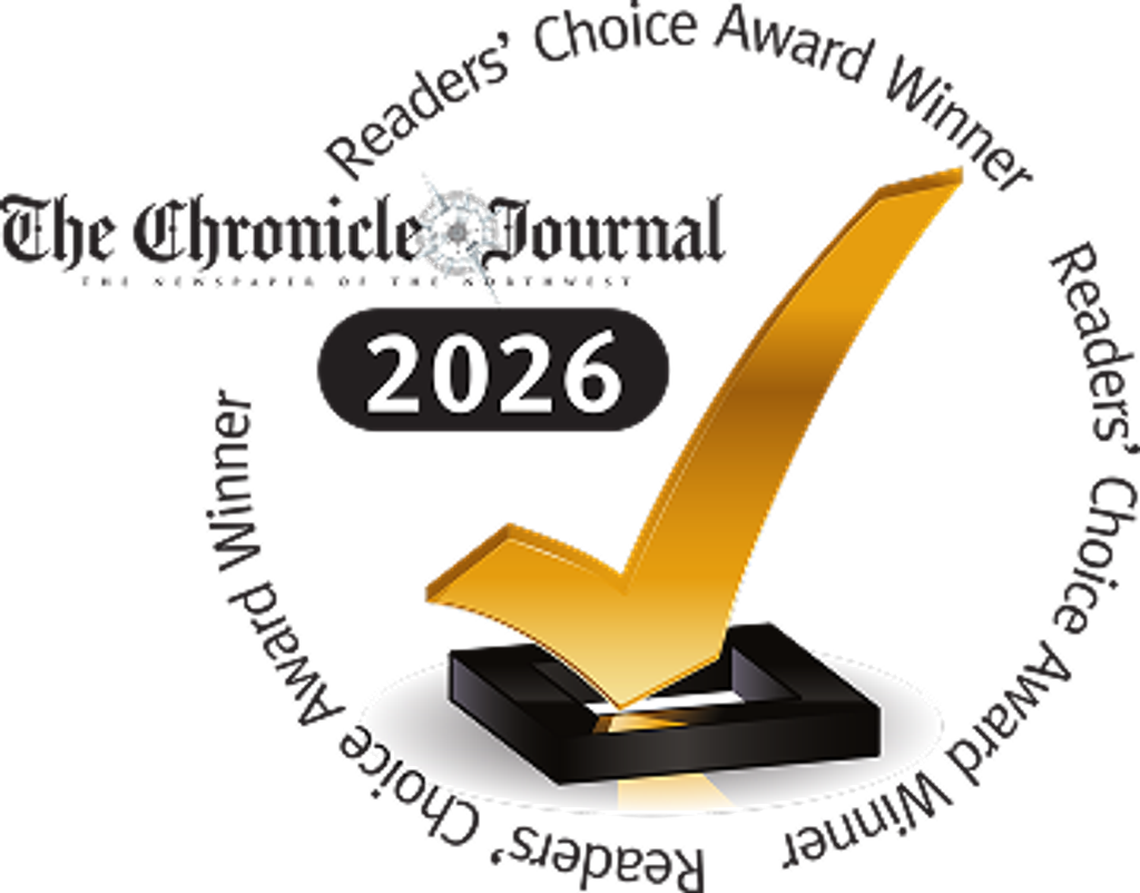 Readers’ Choice Award winner badge with a gold checkmark, the year 2026, and The Chronicle Journal text