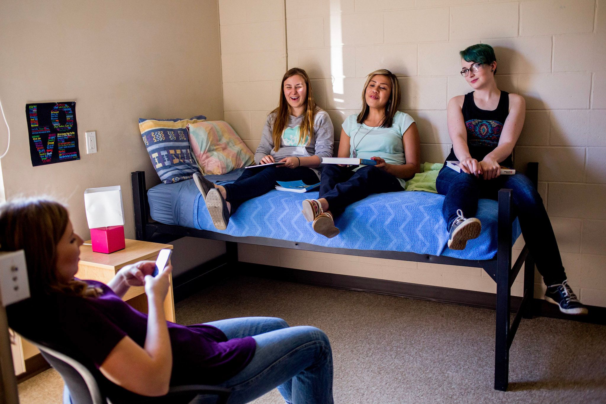 3 students talking at the residence