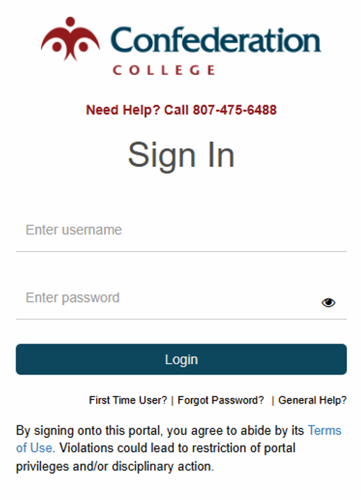 My Campus Portal sign in page