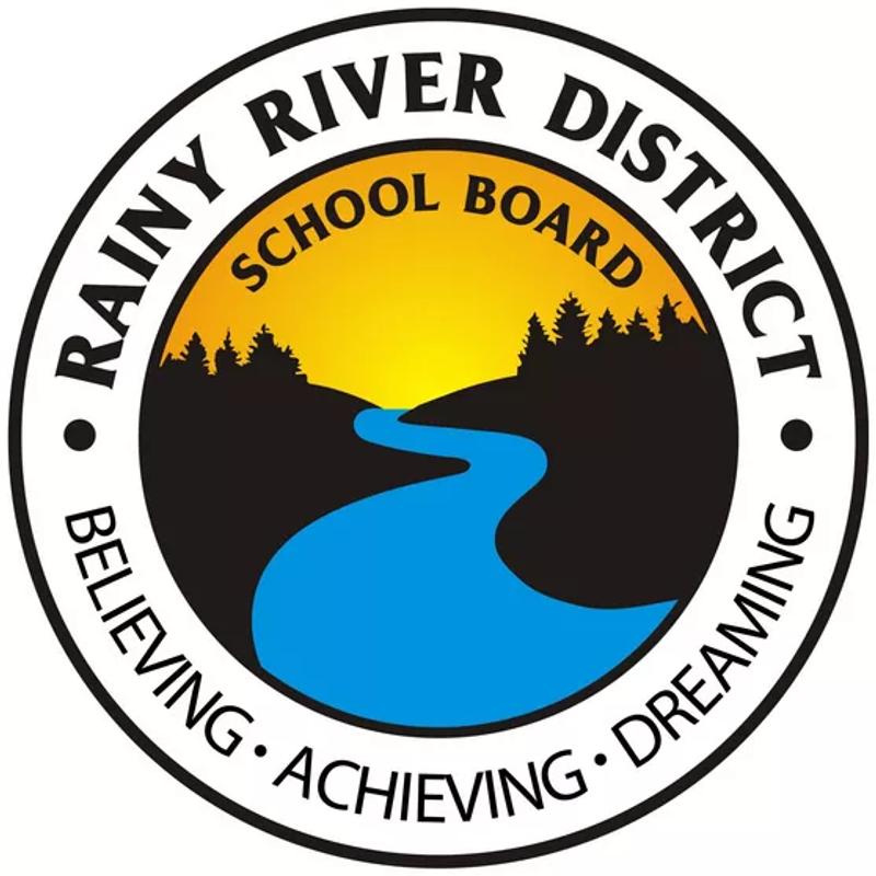 Rainy River District School Board logo with the words 'Believing, Achieving, Dreaming'