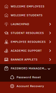 My Campus Portal navigation menu