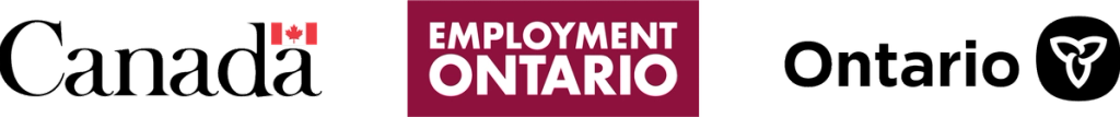 Canada wordmark, Employment Ontario logo, and Ontario wordmark with trillium emblem